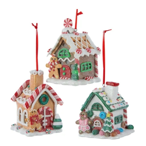 Kurt Adler LED Gingerbread House Ornaments,  Set Of 3 - Picture 4 of 5